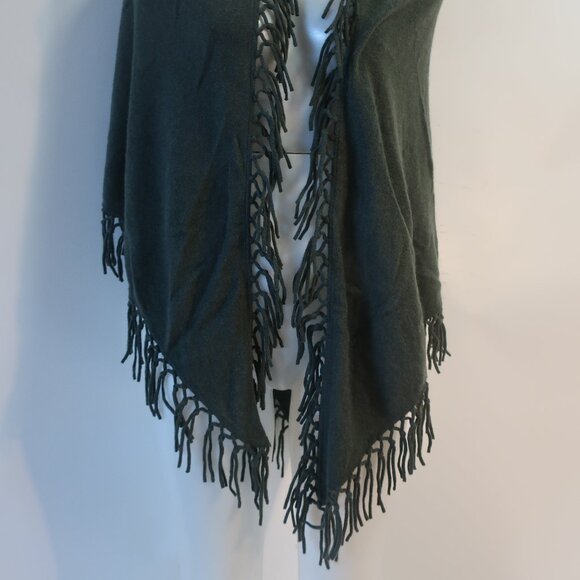 NWT Womens Minnie Rose Army Green Fringed Pure Cashmere Scarf Wrap Shawl OS - Picture 6 of 9